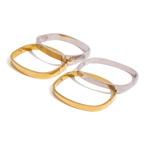 Minimalistischer Edelstahl Armreif Für Damen Gold Silber Galvanisierter Geometrischer Wasserdichter Hypoallergener Modeschmuck