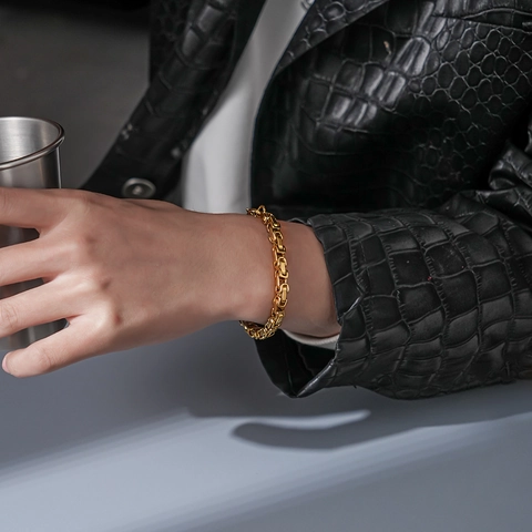 Bracciale A Catena Bizantina In Acciaio Inossidabile Lucidato Resistente Allo Sbiadimento Gioielli Hip Hop Per Uomo