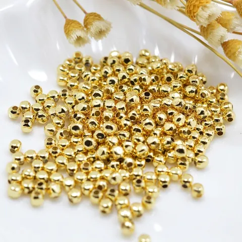 DIY Jewelry Making Accessories Copper Spacer Beads Gold Silver Rose Gold Plated Round Loose Beads For Handmade Bracelet Necklace Supplies