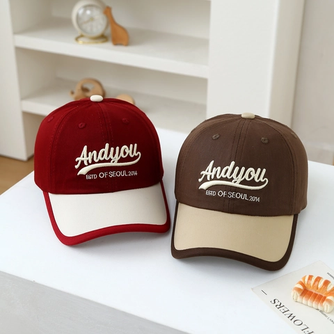 Gorra De Béisbol Para Niños Mezcla De Algodón Bloque De Color Bordado De Letras Estilo Coreano Sombrero Para El Sol Casual Unisex
