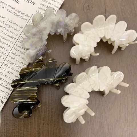 Acetate Blume Haarklammer Französischer Stil Große Marmor Blütenblatt Haargreifer Für Frauen Elegante Accessoires