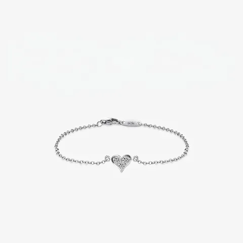 Heart Shaped 925 Sterling Silver Bracelet With Cubic Zirconia Dainty Polished Jewelry For Women Elegant Fashion Gift
