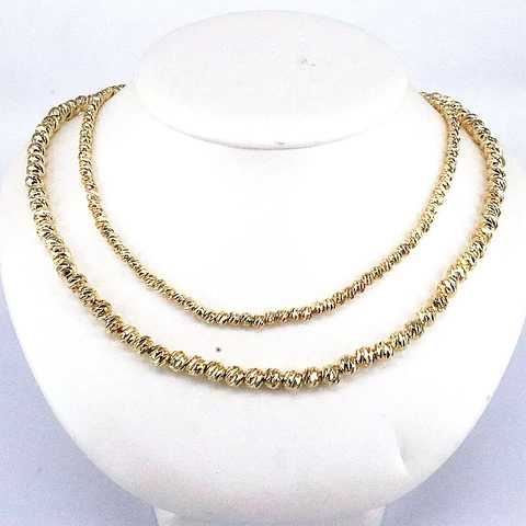Collier À Perles En Cuivre Plaqué Or 18K Pour Femme Chaîne À Billes Texturée Coupe Diamant Style Hip Hop Punk Bijoux