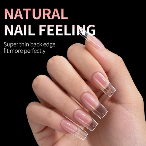 Full Cover Soft Gel Nagel Tips Transparant Coffin Vorm Kunstnagels Voor DIY Manicure Verlenging Professioneel