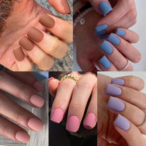 Matte Plastic Solid Color Short Square Press On Nails Waterproof Artificial Nails For Women Daily Wear Nail Art Decoration