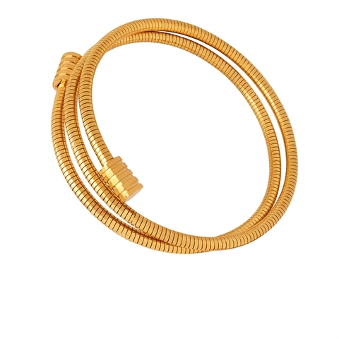 Bracciale Avvolgente In Acciaio Al Titanio Multistrato Texture Catena A Serpente Bangle Moda Minimalista Per Donne