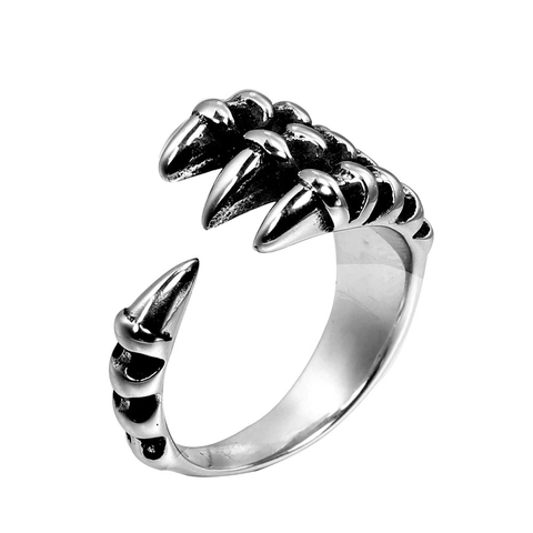 Gothic Dragon Claw Adjustable Ring Stainless Steel Retro Punk Eagle Talon Open Finger Jewelry For Men Women