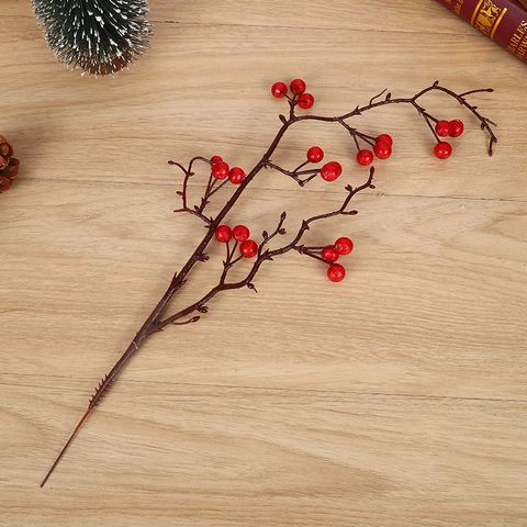 Künstliche Rote Beeren Zweig Realistische Kunststoff Schaum Stechpalme Beeren Weihnachtsdeko DIY Vasen Arrangement Winter Ornament