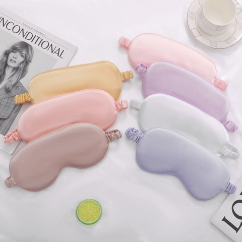 Faux Satin Sleep Eye Mask Soft Smooth Breathable Light Blocking Blindfold For Travel Home Sleeping Adjustable Elastic Strap