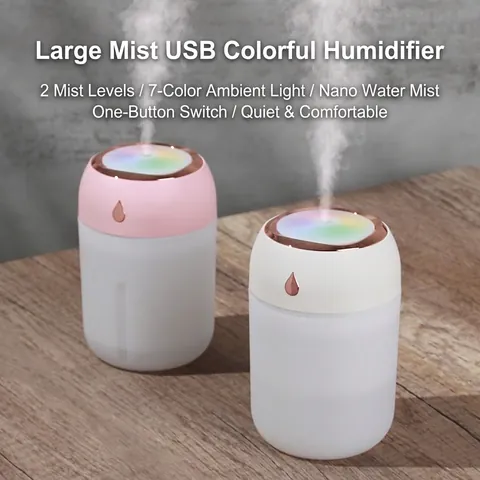 Mini Humidificador Portátil Purificador De Aire USB Luz Nocturna LED Colorida Niebla Nano Silenciosa Difusor Aroma Para Oficina Coche