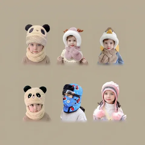 Cappello Invernale Lavorato a Maglia Per Bambini Protezione Per Le Orecchie Berretto Antivento Per Neonati Ragazzi Ragazze Design Animale