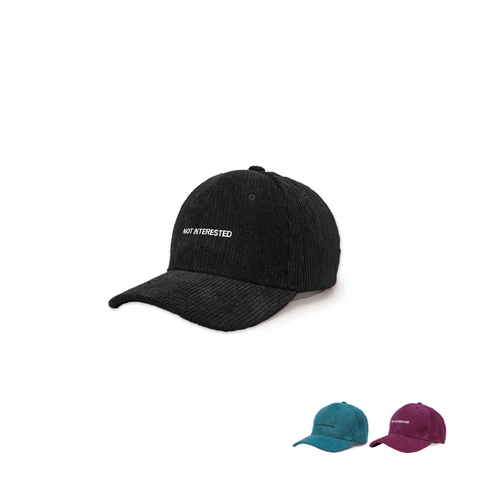 Casquette De Baseball En Velours Côtelé Brodé Slogan Not Interested Rétro Streetwear Réglable Visière Courbée Pour Femmes Hommes