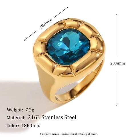 Vintage 18K Gold Plated Stainless Steel Ring For Women Heart Flower Enamel Natural Stone Zirconia Fashion Jewelry Finger Ring
