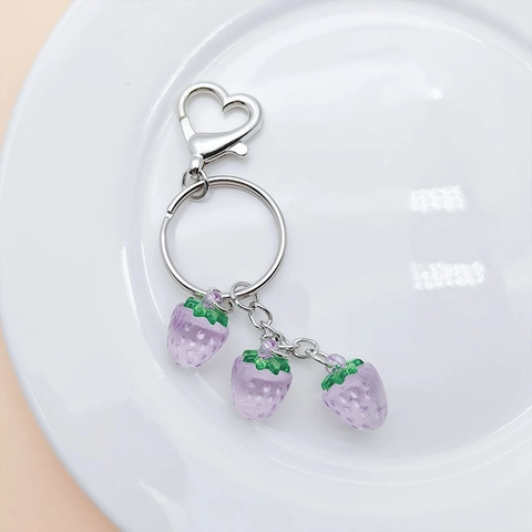 Frucht Schlüsselanhänger Süß Transparent Acryl Erdbeere Kirsche Pfirsich Herz Verschluss Tasche Anhänger