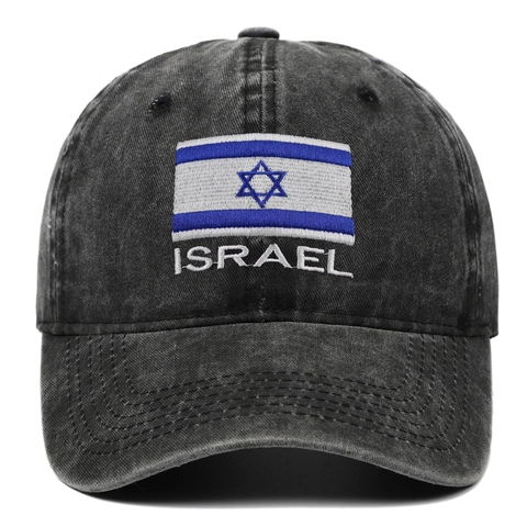 Israel Flag Embroidered Baseball Cap Washed Cotton Distressed Retro Adjustable Soft Top Dad Hat For Men Women
