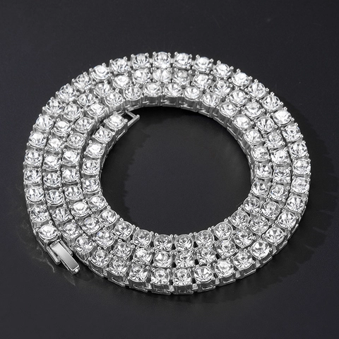 Collana Hip Hop 4mm Tennis Chain Con Strass Quadrati Per Uomo Donna Gioielli In Lega Placcati Oro Argento Regalo Di Moda