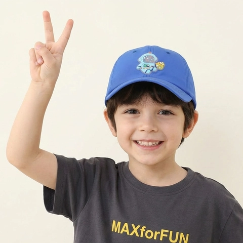 Kids Baseball Cap Polyester Astronaut Patch Sun Protection Adjustable Breathable Hat For Boys Girls Cartoon Casual