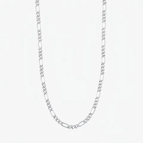 925 Sterling Silver Figaro Chain Necklace Minimalist Polished Link Unisex Hip Hop Jewelry Accessory