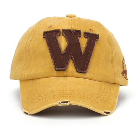 Berretto Da Baseball In Cotone Lavato Vintage Ricamo Lettera W Design Strappato Regolabile Cappello Da Sole Streetwear