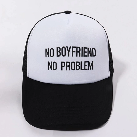 Trucker Hat Polyester Mesh Rug Ademend No Boyfriend No Problem Slogan Zonnescherm Casual Streetwear Voor Heren Dames