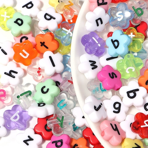 Perline Alfabeto Fiore Acrilico Colori Misti Piccole Lettere Per DIY Collana Bracciale Produzione Di Gioielli Artigianato