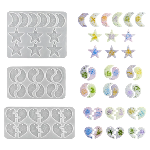 Sternzeichen Silikonformen Für Epoxidharz DIY Handgefertigte Anhänger Schmuckguss Konstellation Stern Mond Herz Yin Yang