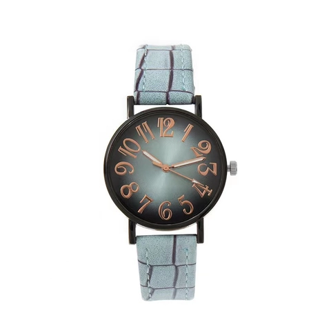 Damen Quarz Uhr Mode Lässig Farbverlauf Zifferblatt Arabische Ziffern Analog Rundes Zifferblatt Krokodilmuster PU Lederarmband
