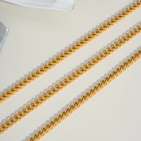 Collar Y Pulsera De Cadena Cubana Acero Inoxidable 304 Chapado En Oro Minimalista Joyería Street Style Para Mujeres