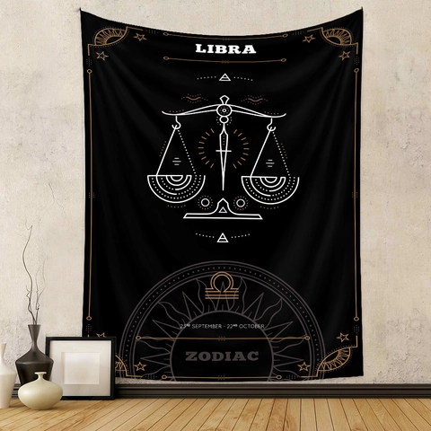 Sterrenbeeld Tapijt Constellazione Wandkleed Zwart Goud Polyester Stof Bohemien Esthetiek Mysterie Slaapkamer Decoratie