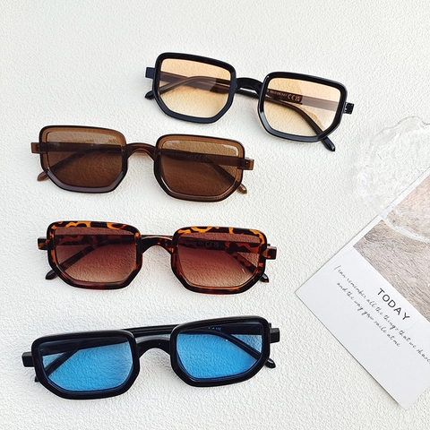 Retro Square Sunglasses Fashion Rectangle Gradient Lens UV400 Protection Eyewear For Men Women Plastic Frame