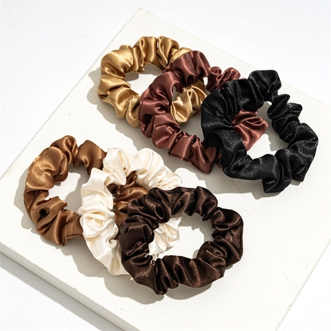 Satin Satin Scrunchies Elastic Hair Bands Solid Colors Large Oversized Ponytail Holder Fashion Headwear For Women Girls