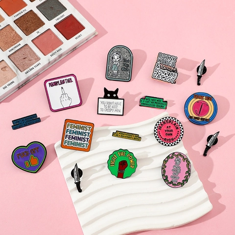Legierung Emaille Brosche Pins Feminist Slogan Punk Social Justice Accessoire Für Frauen Männer Kleidung