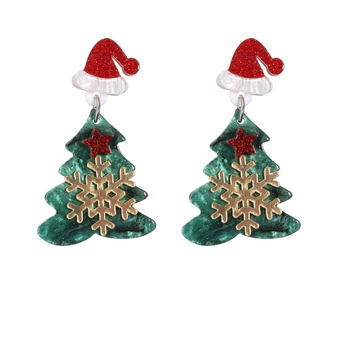 Weihnachten Hänger Ohrringe Neuheit Acryl Glitzer Weihnachtsbaum Mit Legierung Ohrstecker Festlicher Schmuck
