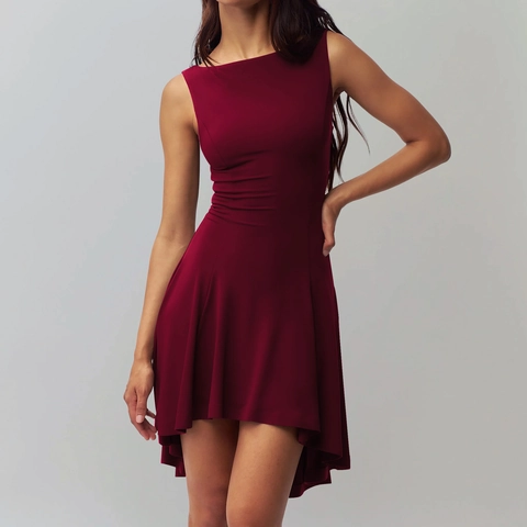 Sleeveless Midi Dress Polyester Spandex Slim Fit Solid Color High Waist Asymmetric Ruffle Hem Off Shoulder Sexy Elegant