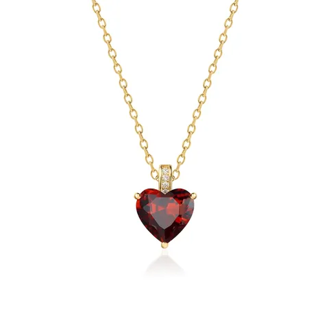 Collana Con Ciondolo A Cuore Pietra Natale In Argento Sterling 925 Con Zirconia Cubica Incastonata Catena Sottile Da Donna