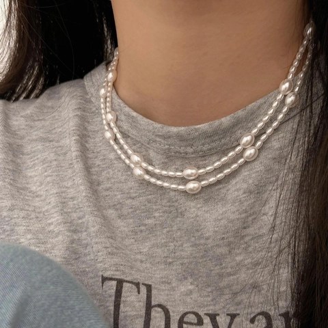 Collana Di Künstliche Perle D'Acqua Dolce Argento Sterling 925 Catena Di Künstliche Perle Barocche Irregolari Gioielli Eleganti Minimalisti Donna