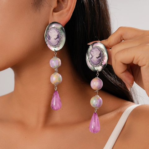 Lilane Harz Cameo Hängerohrringe Mit 925 Sterling Silber Ohrstecker Vintage Lange Wassertropfen Schmuck Für Damen