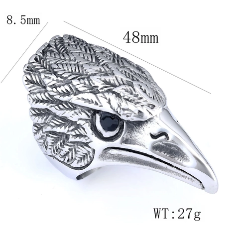 Eagle Head Ring Stainless Steel Punk Biker Vintage Animal Jewelry For Men