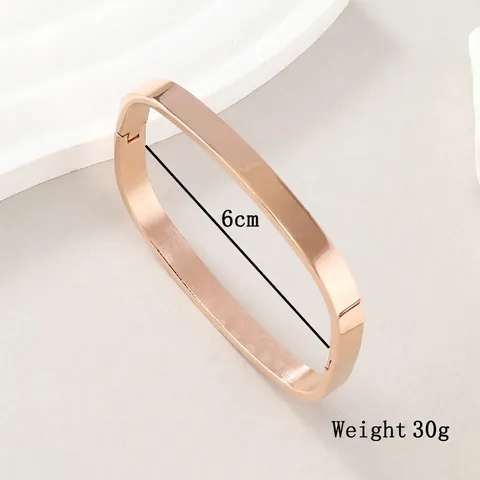 Bracciale Rigido In Acciaio Inossidabile Minimalista Geometrico Quadrato Ovale Chiusura Laterale Cerniera Gioiello Unisex