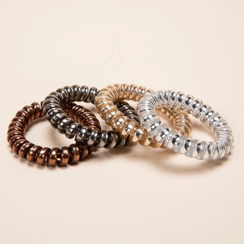 Spiral Hair Ties Telephone Wire Metallic Elastic Plastic Hair Rings No Crease Accessories For Women Girls