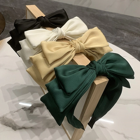 Diadema Con Lazo Retro Francés Para Mujer Tela De Satén De Tres Capas Estilo Coreano Muy Elegante