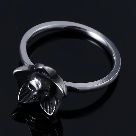 Skull Flower Stainless Steel Ring Gothic Punk Vintage Dark Style Jewelry Accessory For Men And Women Cool Gift