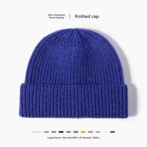 Berretto Beanie Unisex in Maglia a Costine per Uomo Donna Inverno Caldo con Risvolto Skull Cap Cashmere di Pecora Tinta Unita Outdoor Moda