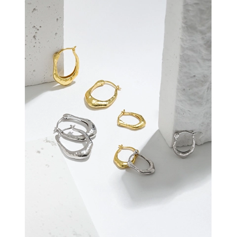 Orecchini A Cerchio A Forma Di U Martellati Irregolari Con Perno In Argento Sterling 925 Gioielli Estetici Minimalisti Da Donna