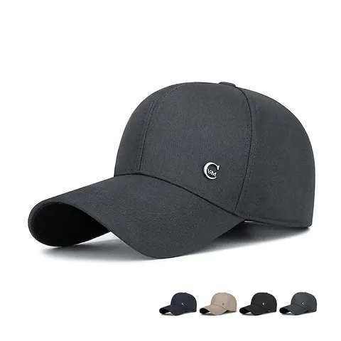 Classic Baseball Cap Polyester Twill Metal Logo Adjustable Sun Hat Outdoor Business Casual Stylish Sunshade Sporty Headwear