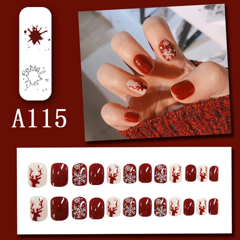 Ongles À Presser Noël Résine ABS Flocon De Neige Père Noël Renne Motifs Fête Hiver Festif Dessin Animé Brillant Mat