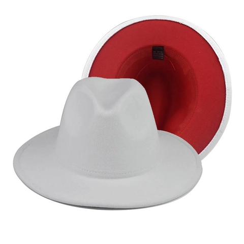Cappello Fedora Colore A Contrasto Bicolore Tesa Larga Piatta Cappello Jazz Misto Cotone Poliestere Feltro Uomo Donna