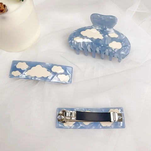 Haarklammern Und Haarclips Aus Acetat Blauem Himmel Und Weißen Wolken Muster Original Design Für Frauen