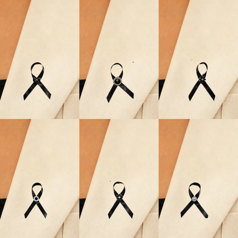 Elegante Schwarze Band Brosche Künstliche Perle Schleife Blume Trauer Gedenk Brosche Für Damen Legierung Kleid Zubehör