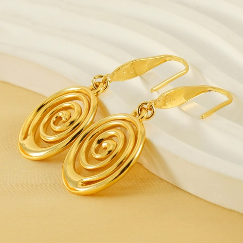 Geometrische Spiral Ohrstecker Für Damen 18K Vergoldet Edelstahl Vintage Vortex Kreis Schmuck Leicht Schick